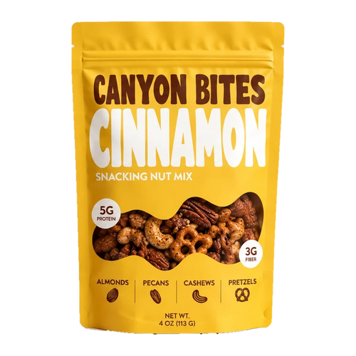 Canyon Bites Cinnamon nut mix with almonds, pecans, cashews and pretzels, 4 oz bag